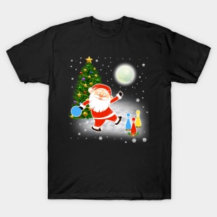 Santa Claus Bowling Christmas Funny Gift T-Shirt